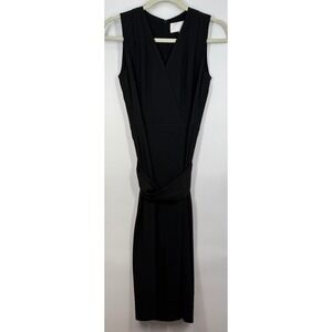 Hugo Boss Black Sleeveless V Neck Wrap Midi Dress S w/Belt Cocktail Minimalist
